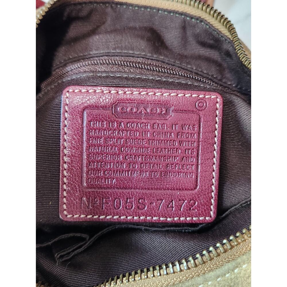 Vintage Coach Hamilton Hobo Shoulder Bag Suede Beige / Burgundy 705S-7472 - Picture 4 of 13